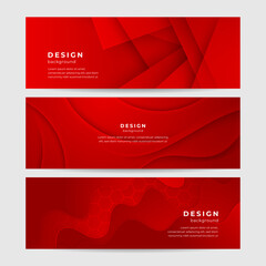 Abstract red banner background. Abstract banner design in shades of red. Red wide banner with lines pattern design. Modern wave banner red background. Modern fluid red gradient banner with curve shape