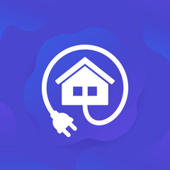 Fototapeta na wymiar electric home icon with a plug and house
