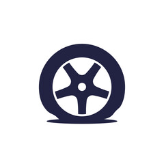 flat tire icon on white