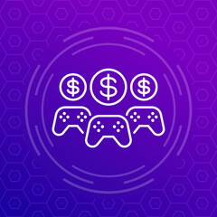 money for games icon, line vector design