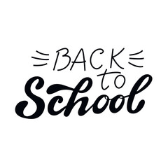 Back to school, digital hand lettering, black letters with lines on a white background. Vector illustration of a banner.Template for school. Doodle cartoon style.Element of education.
