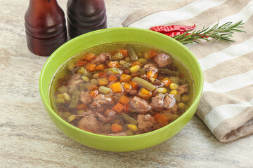 Soup with lentil and chicken