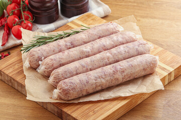 Raw pork sausages for grill