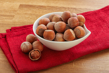 Hazelnut heap in the bowl