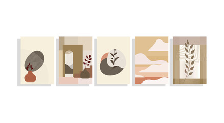 mid century modern template vector set