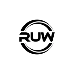 Fotobehang RUW letter logo design with white background in illustrator, vector logo modern alphabet font overlap style. calligraphy designs for logo, Poster, Invitation, etc. © Aftab