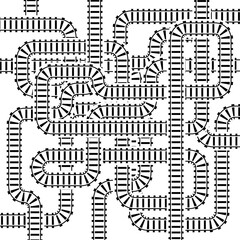 Vector illustration of railroad isolated on white background. Railway train track background. Top view railroad train pathes. 
