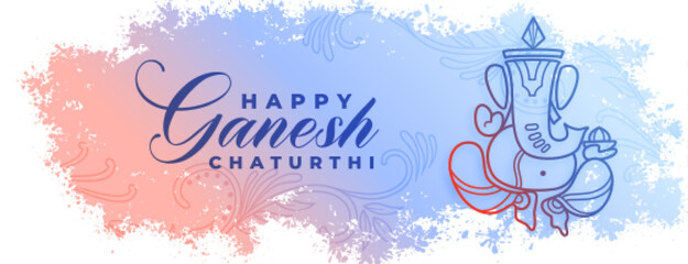 elegant lord ganesha chaturthi celebration banner in watercolor style