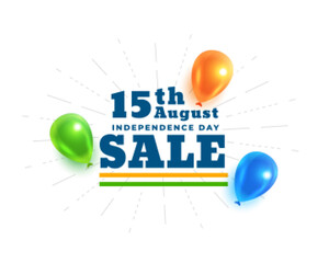 independence day sale poster with realistic balloon style