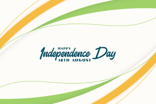 independence day banner with wavy indian flag style