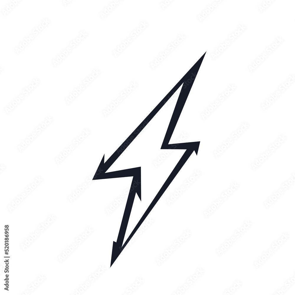 Wall mural Lightning bolt logo icon sign Sport emblem Power symbol Modern geometric abstract design Tech brave style Fashion print for clothes apparel greeting invitation card banner poster flyer cover ad - Wall murals