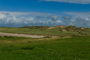 Fototapeta na wymiar Sand dunes on the beach at Bundoran, Donegal, Ireland