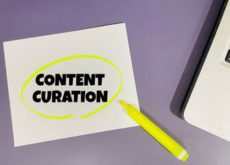 content curation on purple background