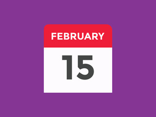 February 15 Calendar icon Design. Calendar Date 15th February. Calendar template 
