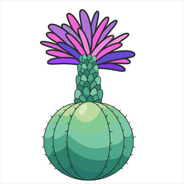 recommend clip art: Cute cartoon hand drawn cactus with flowers. Desert plant vector illustration. Prickly plant