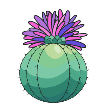 recommend clip art: Cute cartoon hand drawn cactus with flowers. Desert plant vector illustration. Prickly plant