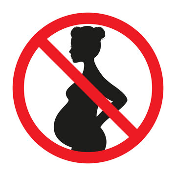Forbidden sign Pregnancy is prohibited. No pregnant vector illustration