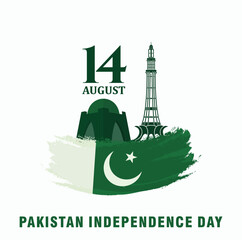 Karachi - August 14, 2022. Pakistan Jashn-e Azadi (Translation: Happy Independence Day). Vector Logo Illustration.