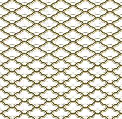 Seamless Geometric Pattern . Japanese Waves on White Background.