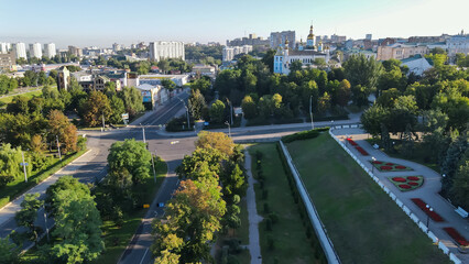 Fototapeta na wymiar View from above on the old city center of Kharkov 