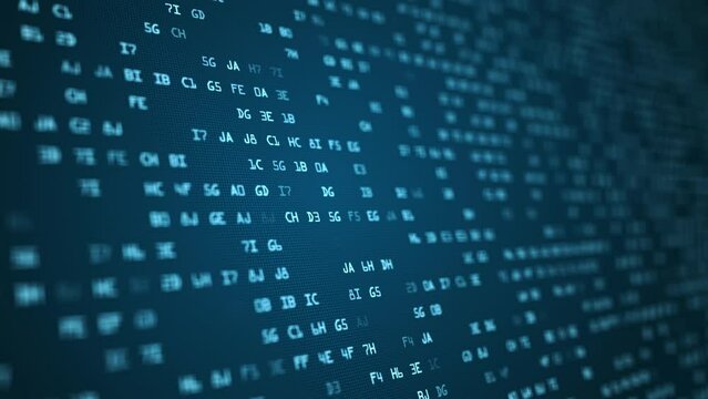 Futuristic information technology background. binary code high tech background. Random Animation of Hexadecimal Digital codes