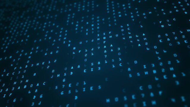 Futuristic information technology background. binary code high tech background. Random Animation of Hexadecimal Digital codes 
