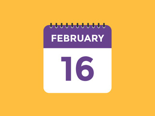 February 16 Calendar icon Design. Calendar Date 16th February. Calendar template 
