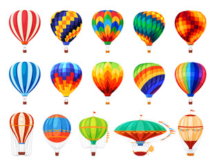 Set of colorful beautiful hot air balloons. Vector illustration