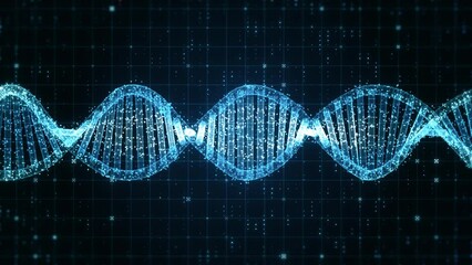 Dark Blue futuristic DNA User Interface. digital interface of futuristic DNA analysis process. Medical HUD and DNA laboratory research display - Powered by Adobe