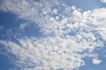 Aerial view landscape cloudscape of blue sky and beautiful clouds in day time at nonthaburi countryside rural of bangkok city in thailand