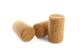 Wine corks on white background. Bottle cap
