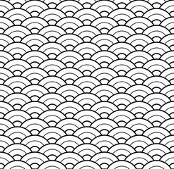 Seamless Geometric Pattern. Japanese Waves. 3 Radial Lines.