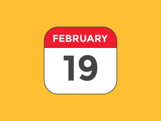 February 19 Calendar icon Design. Calendar Date 19th February. Calendar template 
