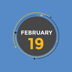 February 19 Calendar icon Design. Calendar Date 19th February. Calendar template 
