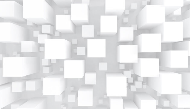 Abstract white cubes geometry block 3d background