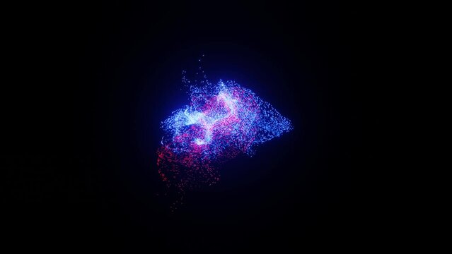3d render of brilliantly lit particles swirling in abstract motion on black background. 
