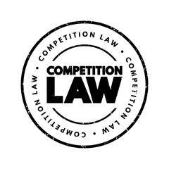 Competition Law text stamp, concept background