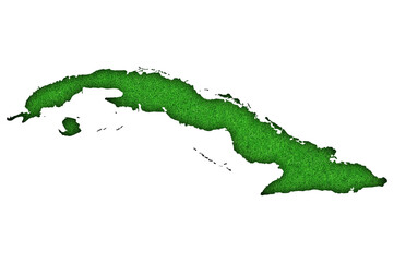 Karte von Kuba auf gr&uuml;nem Filz