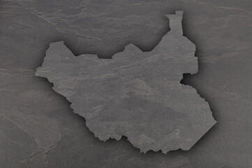 Karte von Südsudan auf dunklem Schiefer