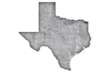 Karte von Texas auf verwittertem Beton