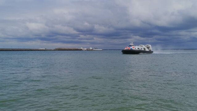 Isle of Wight hovercraft travel. Filmed  Isle of Wight.UK.30.07.2022 