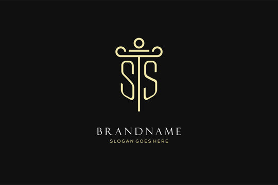 Luxury modern monogram SS logo for law firm with pillar icon design style