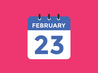 February 23 Calendar icon Design. Calendar Date 23th February. Calendar template 
