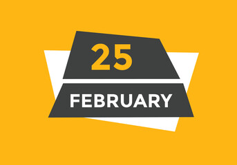 February 25 Calendar icon Design. Calendar Date 25th February. Calendar template 
