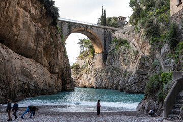 Scenic arch bridge at the Fjord of Fury, Amalfi Coast of Italy