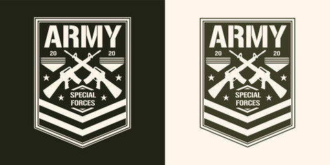 Military army monochrome element vintage