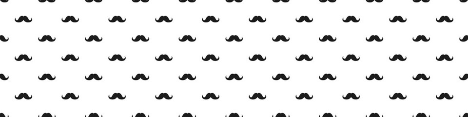Seamless pattern with retro mustaches. Background with mustache on a white background. Vector illustration - obrazy, fototapety, plakaty