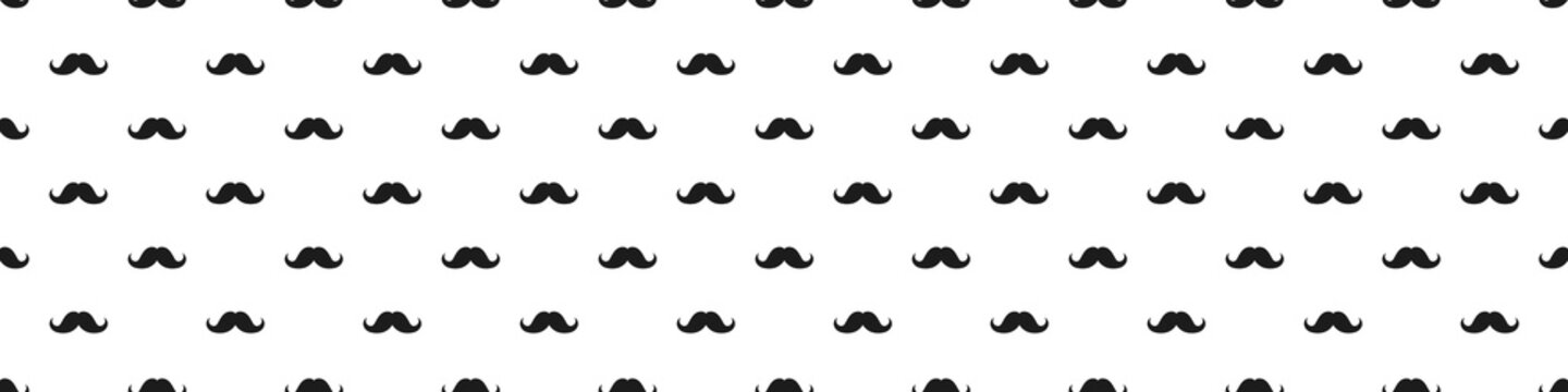 Seamless pattern with retro mustaches. Background with mustache on a white background. Vector illustration