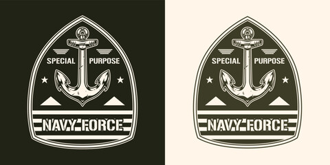 NAVY force vintage logotype monochrome