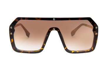 Oversized Shield Sunglasses Flat Top brown lens tortoise Rimless Glasses For Women and Men front...